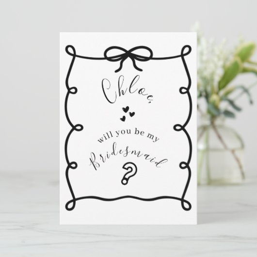 Hand Drawn Bridesmaid Proposal Cards Feestdagenkaart (Staand voorkant)