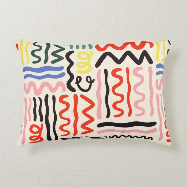 Hand drawn brush pattern, zigzags, lines and curve accent kussen (Voorkant)