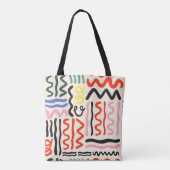 Hand drawn brush pattern, zigzags, lines and curve tote bag (Achterkant)