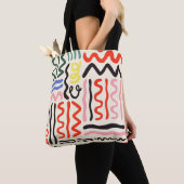 Hand drawn brush pattern, zigzags, lines and curve tote bag (Dichtbij)