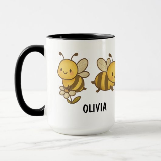 Hand Drawn Bumble Bees Custom Cute Mok (Links)