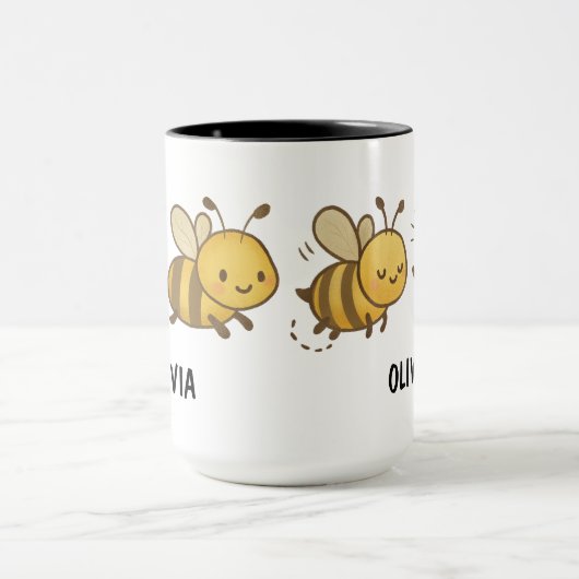 Hand Drawn Bumble Bees Custom Cute Mok (Midden)