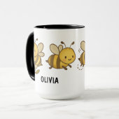 Hand Drawn Bumble Bees Custom Cute Mok (Voorkant links)