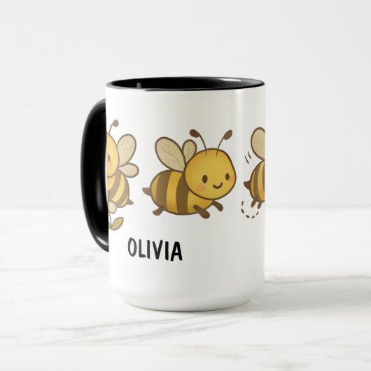 Hand Drawn Bumble Bees Custom Cute Mok (Voorkant links)