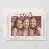 Hand Drawn Burgundy Blush Bow Frame Feestdagenkaart (Voorkant)