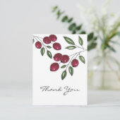 Hand Drawn Burgundy Red Berries Bedankkaart (Staand voorkant)