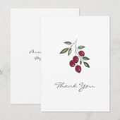 Hand Drawn Burgundy Red Berries Bedankkaart (Voorkant / Achterkant)