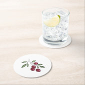 Hand Drawn Burgundy Red Berries Ronde Kartonnen Onderzetter (Insitu)