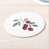 Hand Drawn Burgundy Red Berries Ronde Kartonnen Onderzetter (Gebogen)