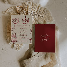 Hand Drawn Burgundy Romantic Whimsical Wedding