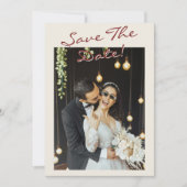 Hand Drawn Burgundy Whimsical Photo Wedding Save The Date (Voorkant)
