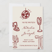 Hand Drawn Burgundy Whimsical Photo Wedding Save The Date (Achterkant)