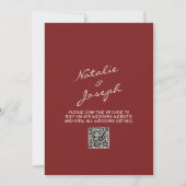 Hand Drawn Burgundy Whimsical QR Code Wedding Kaart (Achterkant)