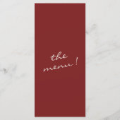 Hand Drawn Burgundy Whimsical Quirky Wedding Menu (Achterkant)