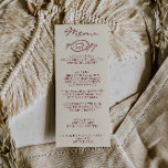 Hand Drawn Burgundy Whimsical Quirky Wedding Menu<br><div class="desc">A colorful retro funky modern burgundy wedding dinner menu. Which features chic template design of boho vintage milky beige background and deep red typography and hand written menu in burgundy. And hand drawn plate and fork and spoon. Perfect and matching with the whole suite.</div>