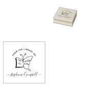 Hand-drawn Butterfly Doodle Elegant Library Book Rubberstempel (Gestempeld)