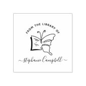 Hand-drawn Butterfly Doodle Elegant Library Book Rubberstempel (Afrduk)
