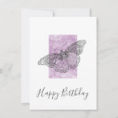 Hand Drawn Butterfly, Waterverf Plum Abstract Kaart (Voorkant)