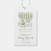 Hand Drawn Cafe Bebe Baby Brunch Cadeaulabel (Voorkant)