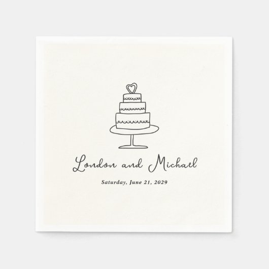 Hand Drawn Cake Doodle Modern Wedding Servet (Voorkant)