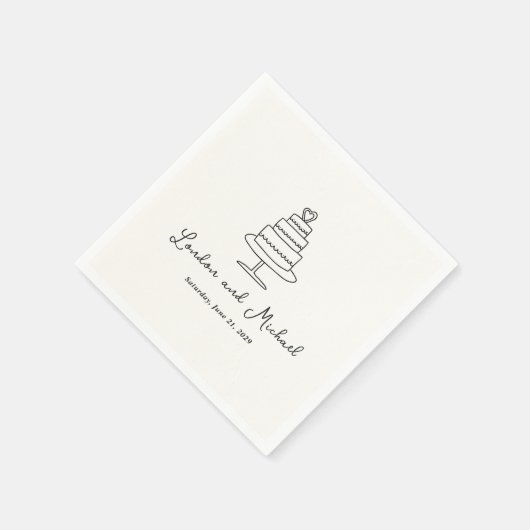 Hand Drawn Cake Doodle Modern Wedding Servet (Hoek)