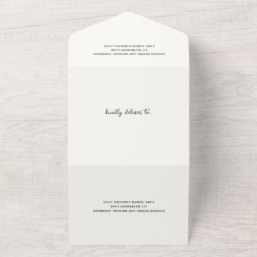 Hand Drawn Cake Doodle QR Code Modern Wedding All In One Uitnodiging (Buitenkant)