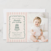 Hand Drawn Cake Quirky Unique 1st Birthday Photo Kaart (Voorkant)