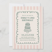 Hand Drawn Cake Quirky Unique Birthday Party Kaart (Voorkant)