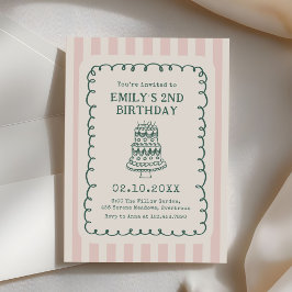 Hand Drawn Cake Quirky Unique Birthday Party Kaart