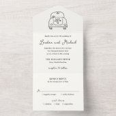 Hand Drawn Car Doodle Modern Wedding All In One Uitnodiging (Binnen)