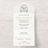 Hand Drawn Car Doodle Modern Wedding All In One Uitnodiging (Binnenkant)