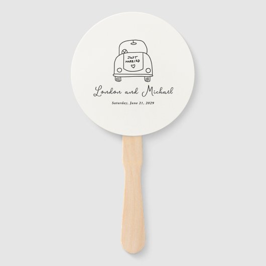Hand Drawn Car Doodle Modern Wedding Handwaaier (Voorkant)