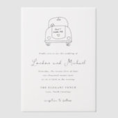 Hand Drawn Car Doodle Modern Wedding Vellum Uitnodigingen (Voorkant)