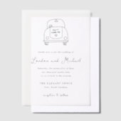 Hand Drawn Car Doodle Modern Wedding Vellum Uitnodigingen (Offset)
