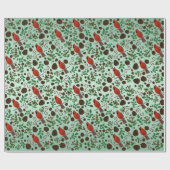 Hand Drawn Cardinal & Winter Greenery Christmas Cadeaupapier (Vlak)