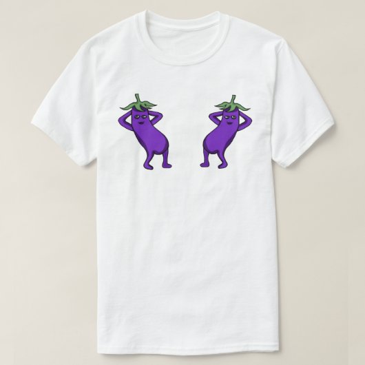 Hand Drawn Cartoon Cute Eggplants Posing T-shirt (Design voorkant)