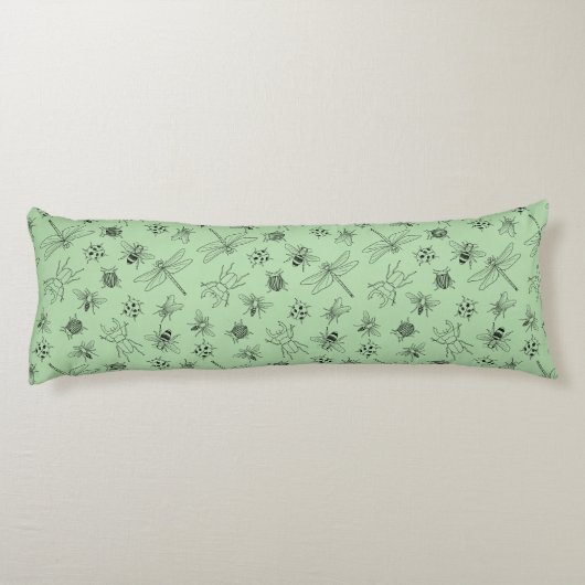 Hand-Drawn Cartoon Insects Pattern  Lichaamskussen (Achterkant)