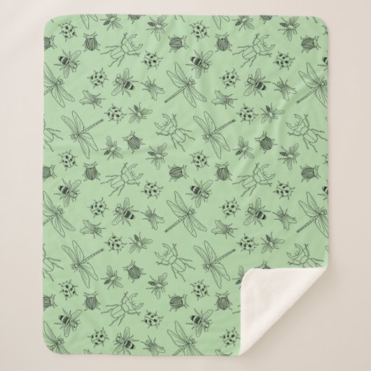 Hand-Drawn Cartoon Insects Pattern Throw Blanket (Voorkant)
