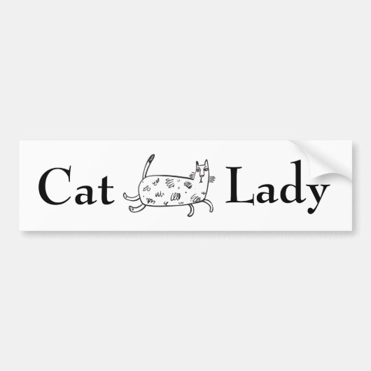 Hand Drawn Cat Typography Cat Lady Fun Bumpersticker (Voorkant)