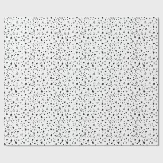 Hand Drawn Celestial Night Sky Pattern Cadeaupapier (Vlak)