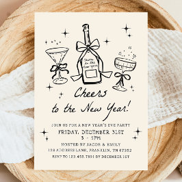 Hand Drawn Champagne Cheers New Years Eve Party Kaart