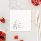 Hand Drawn Champagne Glass Tower Wedding Napkins Servet (Insitu)