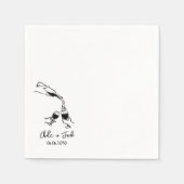 Hand Drawn Champagne Tower Glass Wedding Napkins Servet (Voorkant)