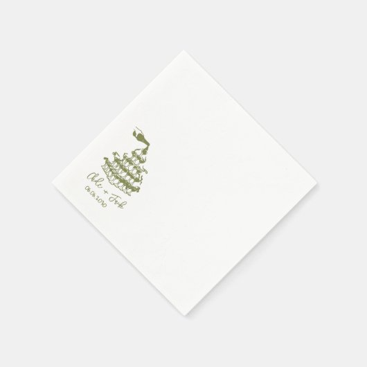 Hand Drawn Champagne Tower Glass Wedding Napkins Servet (Hoek)