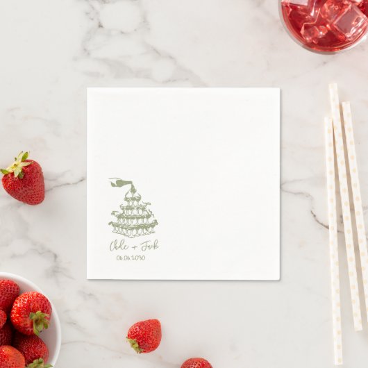 Hand Drawn Champagne Tower Glass Wedding Napkins Servet (Insitu)