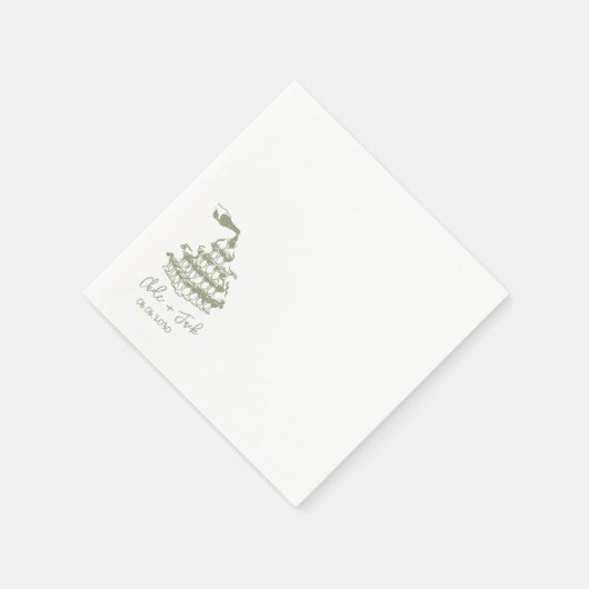 Hand Drawn Champagne Tower Glass Wedding Napkins Servet (Hoek)