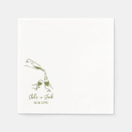 Hand Drawn Champagne Tower Glass Wedding Napkins Servet