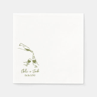 Hand Drawn Champagne Tower Glass Wedding Napkins Servet