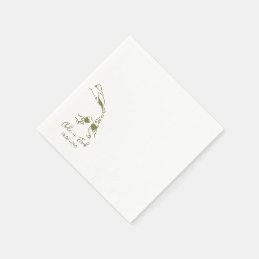 Hand Drawn Champagne Tower Glass Wedding Napkins Servet (Hoek)