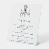 hand drawn Chandelier Wedding Drinks List Reclamebord Met Voetstuk (Voorkant)